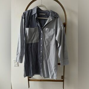 Abercrombie Relaxed Oversized Poplin Shirt - Blue Stripe